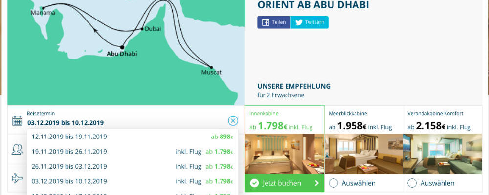 AIDAprima Wochendendangebot - Bildquelle. AIDA Cruises
