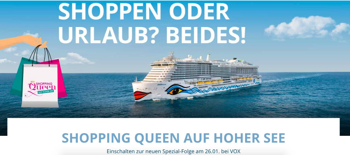 AIDA Shopping Queen Aktion: Jetzt mit Aktionscode 100 Euro Bordguthaben geschenkt bekommen