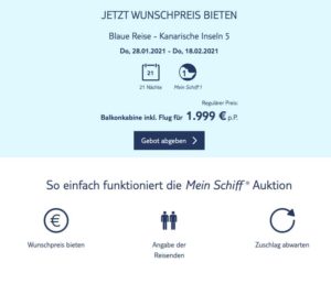 TUI Cruises Auktion 2021 Kanaren - Bildquelle: TUI Cruises