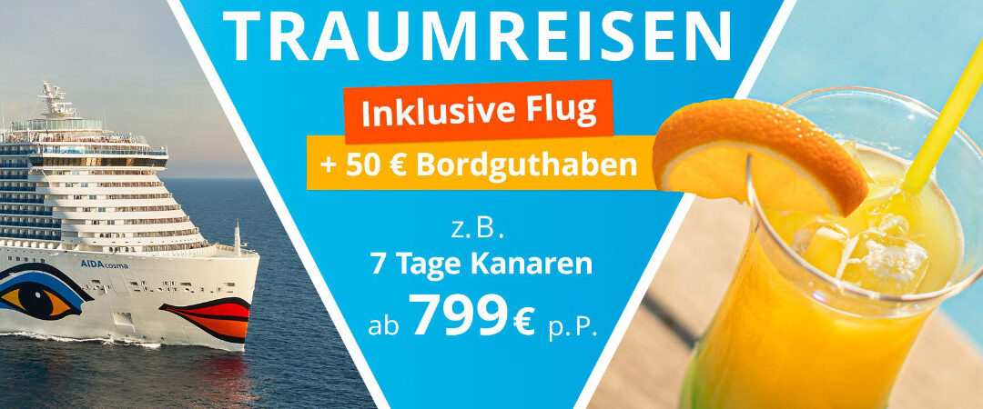 AIDA Pauschal-Aktion mit Bordguthaben und kostenlosem Flug