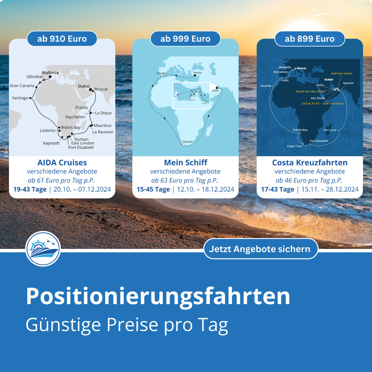 Positionierungsfahrt über Südafrika