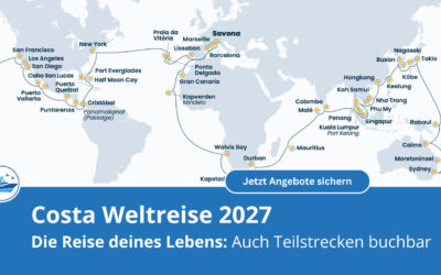 Costa Weltreisen 2026/2027: Bordguthaben-Aktion – jetzt bis 31.07.2026 verlängert