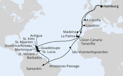 Neue Reise: 44 Tage AIDAmar Winterpause Karibik mit Amazonas 2027 ab Hamburg