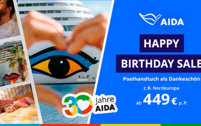 Home 1 AIDA Happy Birthday Sale: 30 Jahre AIDA mit besonderen Kreuzfahrt-Angeboten feiern