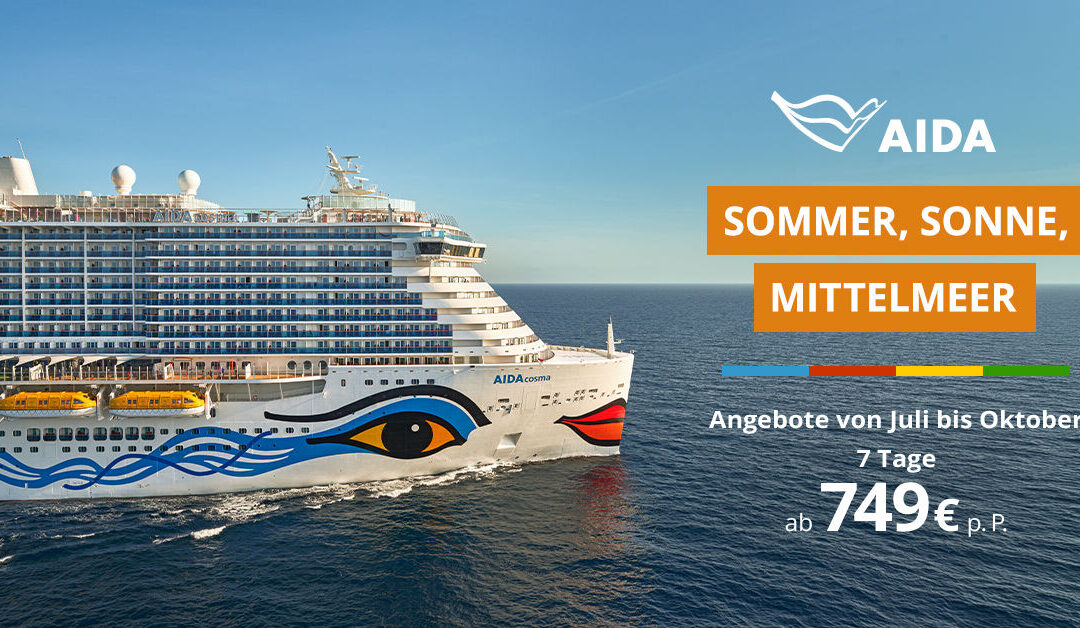 AIDA Sommer Sale 2026: Sommer, Sonne, Traumurlaub ab 449 € p. P.