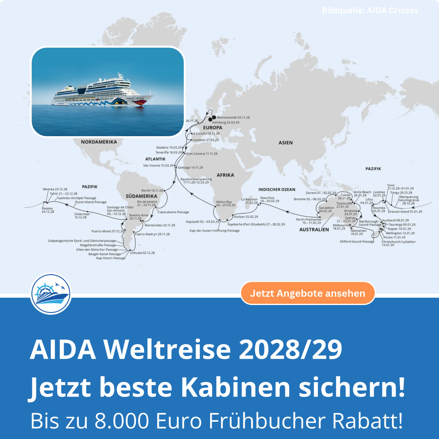 AIDA Weltreise 2028